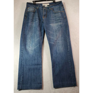 Blue Rag Jeans Men Size 38 Blue Denim Cotton Casual Flat Front Logo Straight Leg